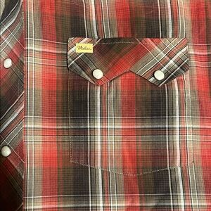 Larry Mahan Red and Brown Plaid Button Down Shirt